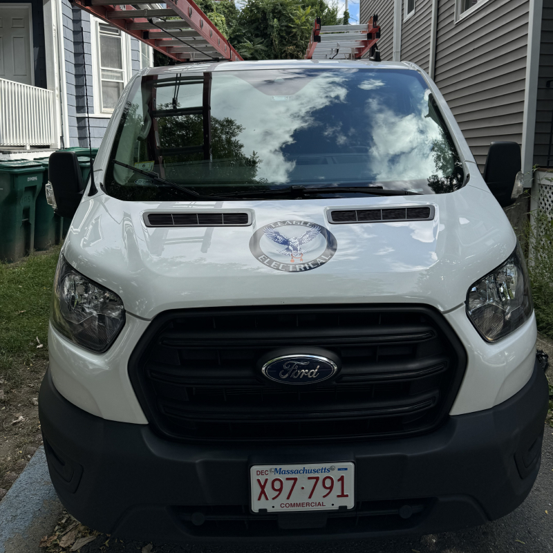 White Ford Transit Eagle Electrical van.
