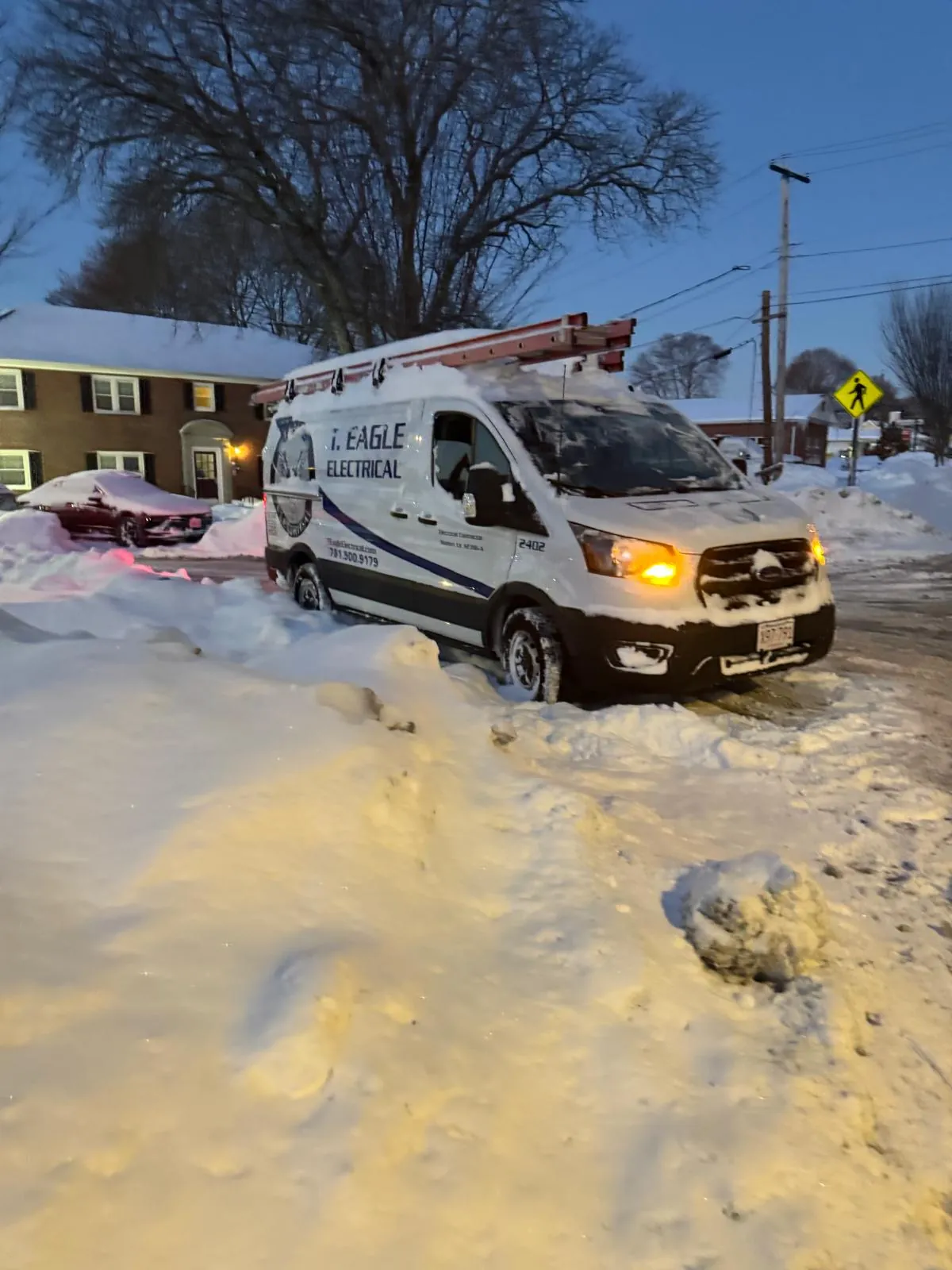 Service van in winter conditions